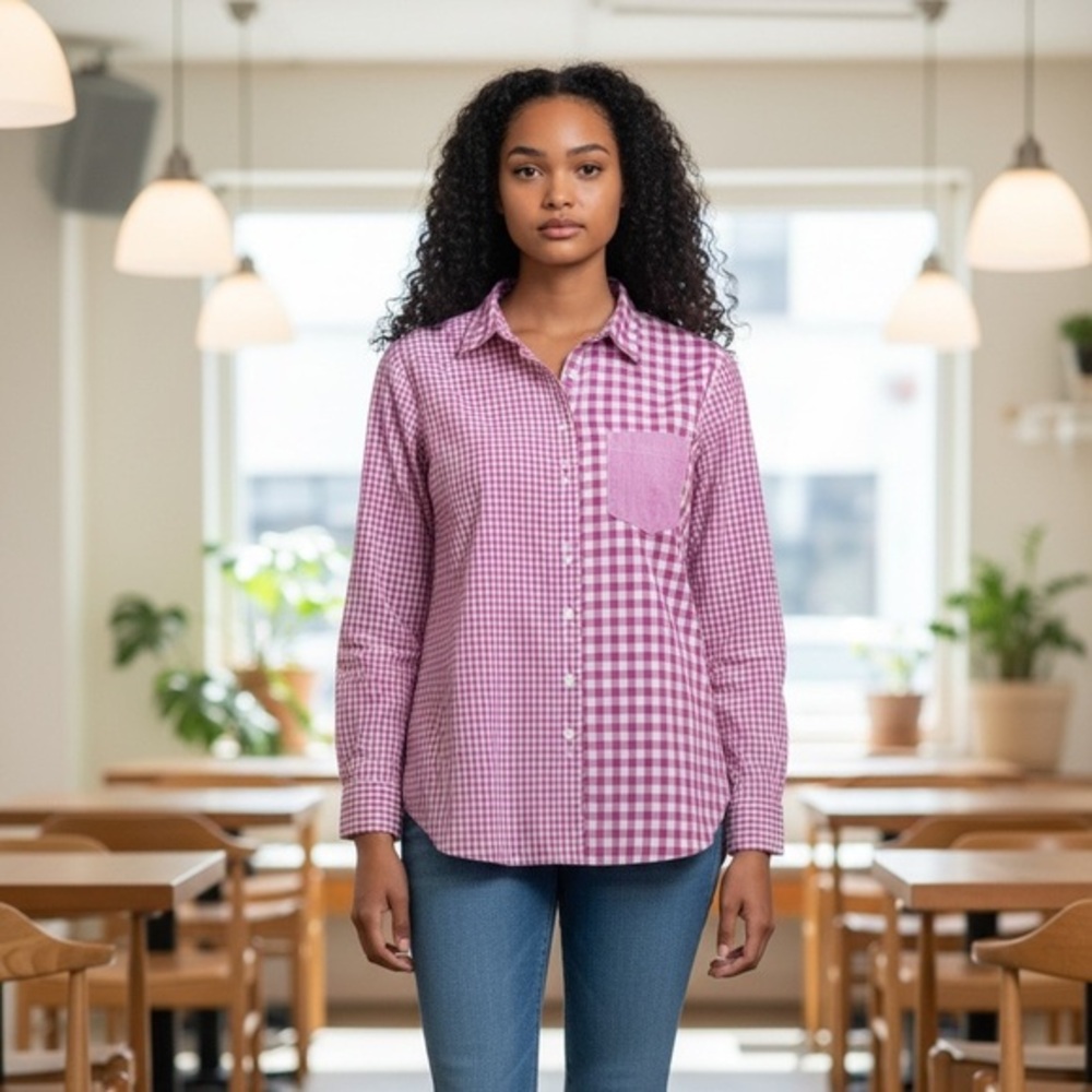 J. Crew Button Down Checkered Gingham BOYFRIEND